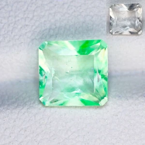 1.44 Ct Square Octagon 7.2 MM White to Neon Green Mexican Natural HYALITE OPAL - Picture 1 of 5