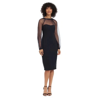 Vestido Vaina Maggy London Para Mujer Negro Carmindy Illusion Manga Larga 8P Nuevo Sin Etiquetas Foto 1 de 4