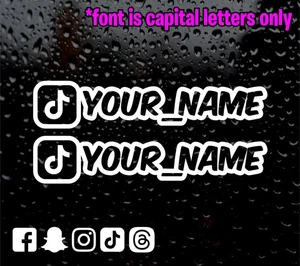2 X TIKTOK SOCIAL MEDIA PERSONALISED BUBBLE FONT NEW LOGO VINYL STICKER - Picture 1 of 5