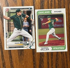 Mason Miller 2 Lot 2021 1st bowman 2023 TOPPS Heritage RC Free Shipping - Picture 1 of 2
