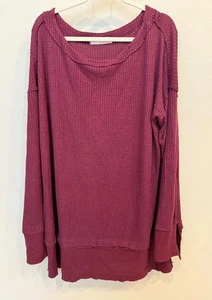 We The Free Damen Oversize Waffel Strick weinrot Pullover Large lässig kuschelig - Bild 1 von 10