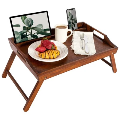 Extra Large Bamboo Bed Tray, Lap Tray, Lap Desk with Phone Holder - Fits up t... - Image 1 of 4