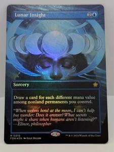 Foundations - Lunar Insight - Blue - Sorcery - Rare - Fdn 310 - Borderless Foil - Picture 1 of 2