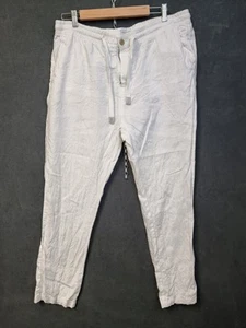 100% Linen Pants Men’s Size 36 White Drawstring Tapered pockets - Picture 1 of 12
