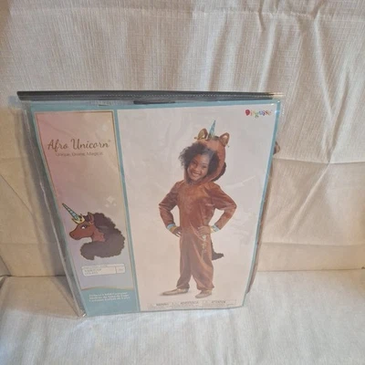 Deluxe Afro Unicorn Jumpsuit Costume - Disguise Costumes Kids Size XS 3T-4T - Image 1 of 2