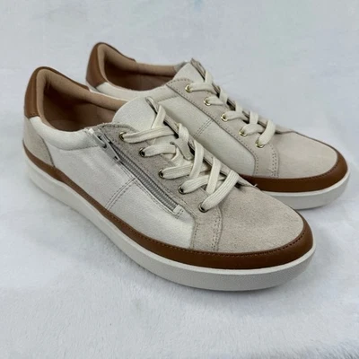 Tênis Vionic Mayra com cadarço sapatos casuais lona camurça marrom zíper 9,5 - Imagem 1 de 4