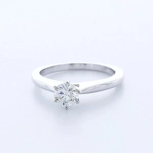 Anillo de compromiso solitario de oro de 14 quilates clásico 0,91 quilates diamante redondo cultivado en laboratorio E VS1 - Imagen 1 de 8