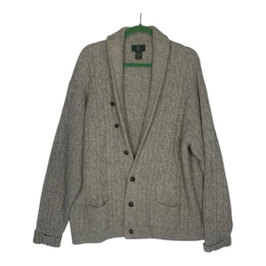 Club Room Wool Cardigan Men XL Chunky Dad Cable Knit Fisherman Sweater Grandpa - Picture 1 of 15