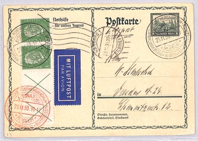 GERMANY Air Mail 1930 *ALTONA MUSEUM* Special CDS Stationery 8pf Postcard YG316 - Image 1 of 4