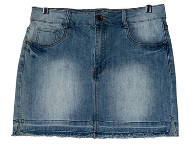 Denim Mini Skirt Size 13 By Dollhouse Distressed Boho - Image 1 of 4