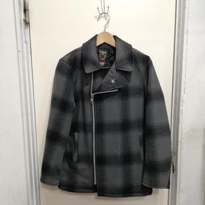 SCHOTT M Gray & Black Wool Riders Jacket Men’s Used - Picture 1 of 11