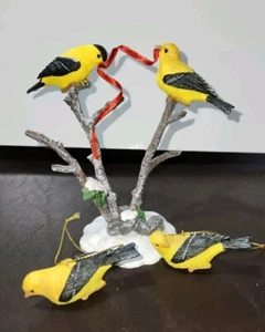 Hawthorne Village Backyard Splendor Songbirds YELLOW FINCH 3 Pc Set Christmas - Picture 1 of 8