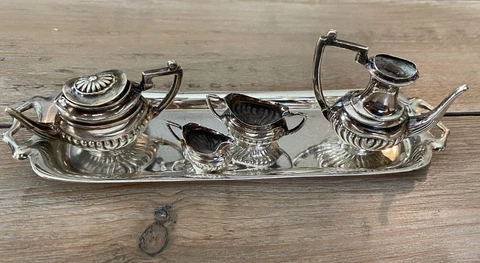 Vtg English Miniature Sterling Silver Tea  Set A M & Co., 0822 Cover