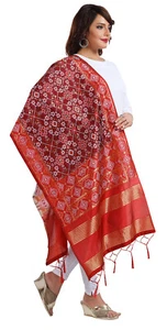 Bufandas sintéticas Dupatta para mujer marrón arte seda jacquard PT01MR - Imagen 1 de 5