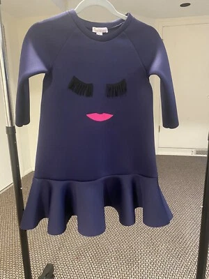 Vestido de mergulho Halabaloo feminino bordado cílios e lábios rosa 3D violeta tamanho 8 em excelente estado usado - Imagem 1 de 4