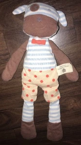 Organic Farm Buddies Hund Stofftier Plüschtier Braun Blau Rot Schleife Streifen - Bild 1 von 5