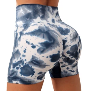Scrunch Workout Butt Lifting Shorts Tie Dye Seamless Gym Biker Training Shorts - Picture 1 of 7