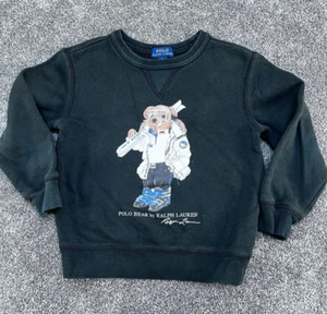 Polo Bear By Ralph Lauren Kids Black Sweatshirt Size 5 Skiing Graphic - Picture 1 of 6