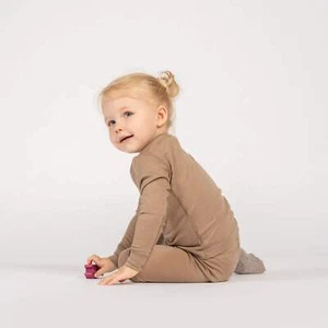 Kids' 160 Long Sleeve & Bottom 2-Piece Beige - Picture 1 of 13