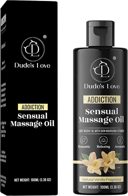 DUDE'S LOVE Organic - Edible Sensual Delights -Vanilla Massage Oil - No Stain & Non-Sticky