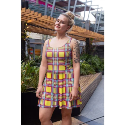 Women's Tartan Check Checker Vintage 50's 60's Retro Rockabilly Skater Dress - Image 1 of 2