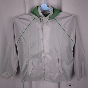 Athletech Jacket Mens 2X Gray Hooded Cape Windbreaker Snap Nylon Light Mesh Vent - Picture 1 of 14