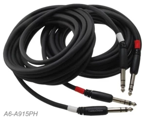 15ft Dual 1/4" TRS Stereo Male/Male Plugs Noise Free "2-Single" Audio Cables - Picture 1 of 3
