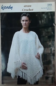 Original Wendy Aran Child/Ladies Poncho 26"-42" Crochet Pattern 5064 - Picture 1 of 2