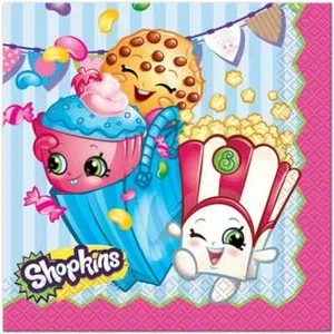 SHOPKINS Birthday Lunch Napkins 16 per pack FREE Ship - NEW - Picture 1 of 3