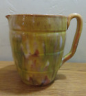 Studio Art Pottery Ceramic Pitcher VARIGATED YELLOW GREEN GOLD GLAZE 5? TALL