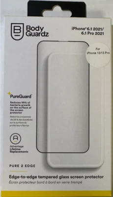 BodyGuardz Pure 2 Edge to Edge Glass Screen Protector Apple iPhone 13 / 13 Pro - Image 1 of 2