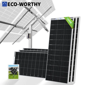 ECO-WORTHY 200W 400W 800W 1000W Watt Bifacial Solar Panel Kit &Tracking Bracket - Picture 1 of 44