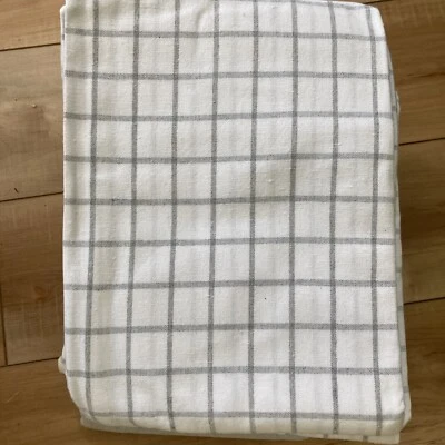 100% Cotton Country Farmhouse Gray & White Plaid Check Shower Curtain - New - Image 1 of 4