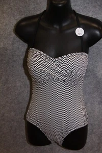 BADEANZUG SCHWIMMANZUG   GRÖSSE 36 WEISS SCHWARZ SCHAUMSTOFF KÖRBCHEN VON ESPRIT - Bild 1 von 2