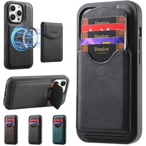 For iPhone 16 Pro Max 15 14 13 12 Detachable Card Bag Wallet Magnetic Phone Case - Picture 1 of 31