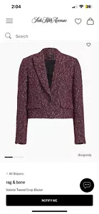 Rag & Bone Size 4 Valerie Cropped Tweed Blazer - Picture 1 of 4
