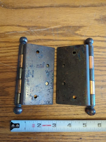PAIR OF HEAVY METAL STANLEY DOOR HINGES FIXTURE MCM ART DECO ANTIQUE RARE VTG Cover