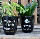 I Will Survive Skull Crossbones Alternative Gothic Wicca Ceramic Black Plant Pot