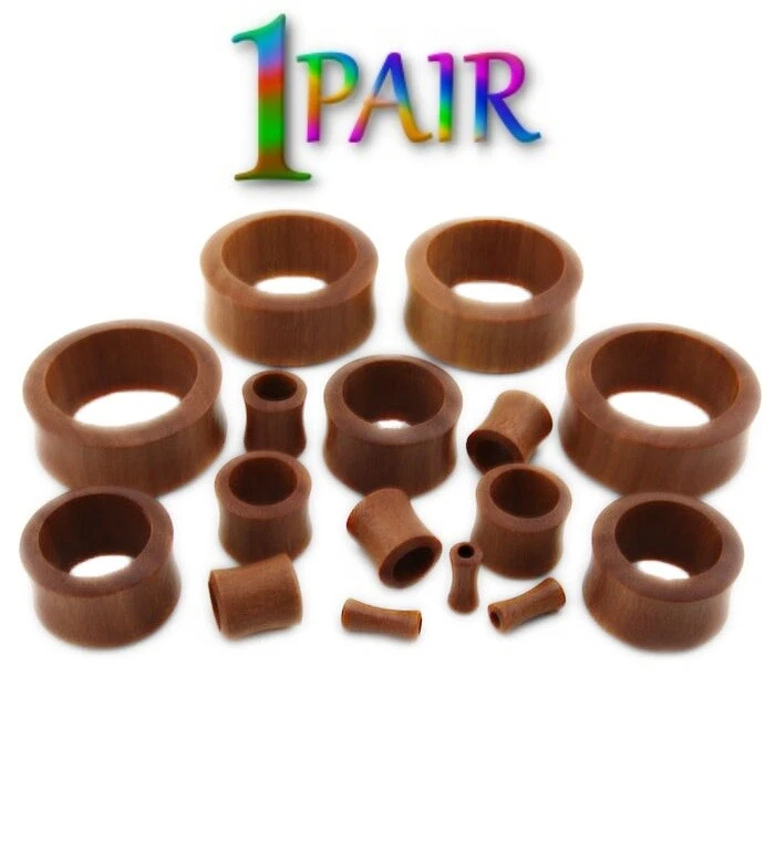 Par de TÚNELES DE MADERA SABA ROJOS 8g-30mm Tapones Medidores de Doble Llamarada Tapones Orgánicos 1349 Foto 1 de 2