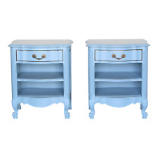 Pair of Pastel Blue French Style Nightstands, Baby Blue Nightstands