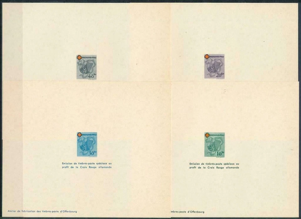 French Zone - Rhine Palatinate 1949 - Red Cross ,Scott# 6NB3/6 -  04 PROOFS - Image 1 of 1