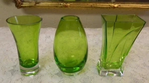 Vintage Sommerso Style Art Glass Vases and Shot Glass 3 Pc. - Nice! - Picture 1 of 7