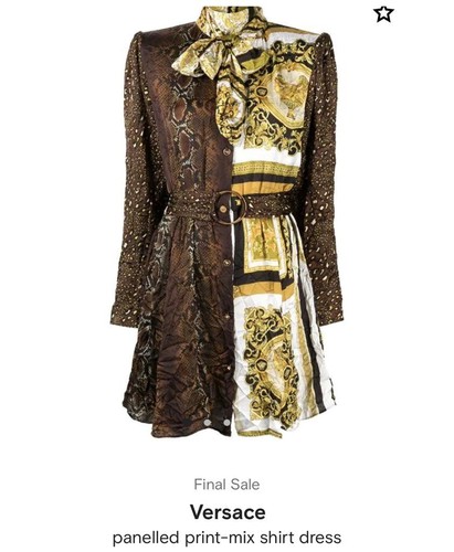 Abito camicia mix stampa con pannelli Versace