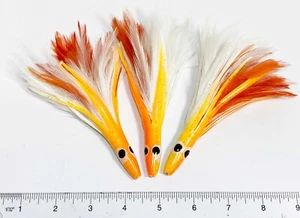 Thunfischfeder Schleppköder zum Big Game Angeln orange/weiß Federn Sockelleisten - Bild 1 von 2