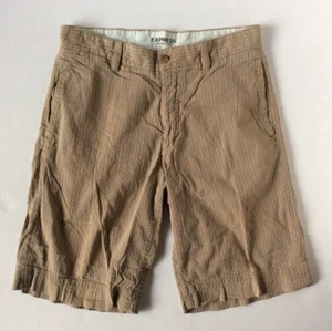 EXPRESS Herren Relaxed Chino Baumwolle Freizeit Shorts Gr. 32 ~ gestreift hellbraun - Bild 1 von 4