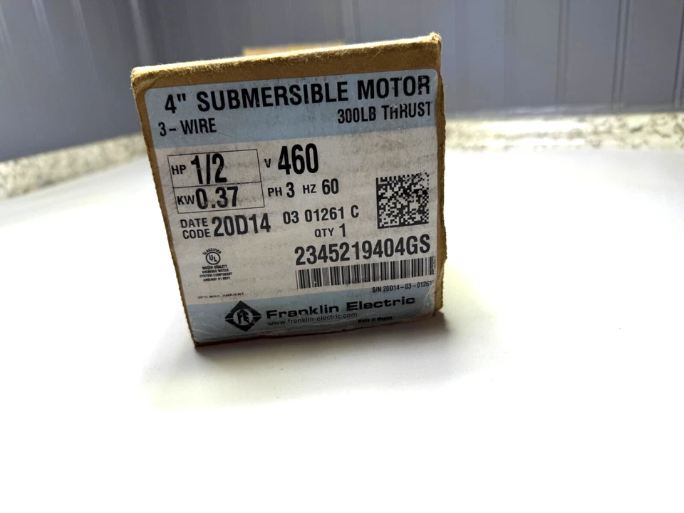 NUEVO Franklin Electric 234521984GS 4 pulgadas pozo sumergible MOTOR 460V 1/2HP 3 PH Foto 1 de 1