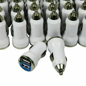 Wholesale Lot 50 Universal Dual Port 2.1A 10W Fast USB Car Chargers - White - Picture 1 of 3