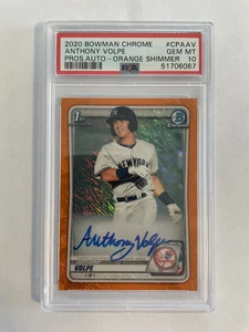 2020 Bowman Chrome Auto Orange Shimmer #18/25 Anthony Volpe PSA 10!