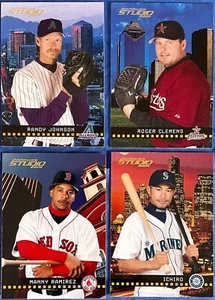 4-Card Lot: 2004 Donruss Studio RANDY JOHNSON/ROGER CLEMENS/MANNY RAMIREZ/ICHIRO - Picture 1 of 7
