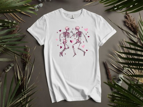 VALENTINO Felpa con cappuccio Dancing Skeletons Love Valentine Skeleton Tshirt uomo donna unisex AD262